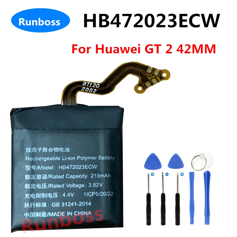 Original HB472023ECW 215mAh For huawei GT2 Smart Watch GT 2 42MM Battery