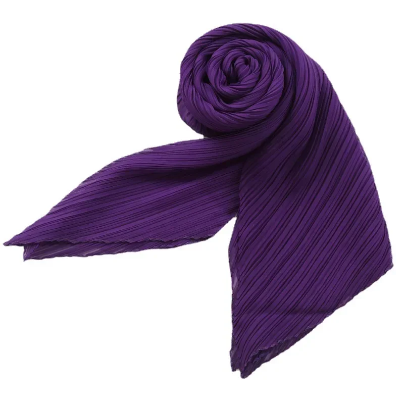 ALSEY Miyake Pleated Women Scarf Shawl Fabric Korean Thin Sunscreen Scarf Foulard Femme Luxe Marque Hijabs Comfortable Casual