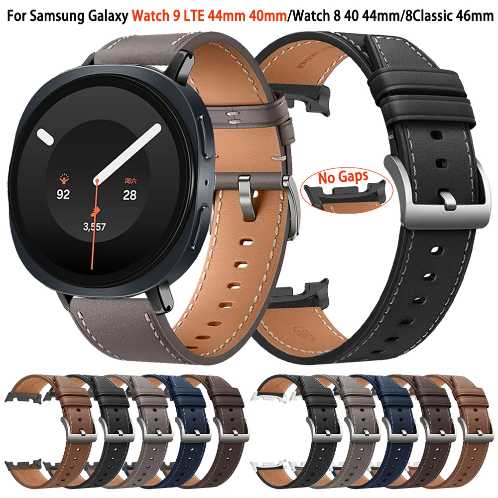 Lederarmband ohne Lücken für Samsung Galaxy Watch9 LTE 44mm 40mm, Ersatzband für Galaxy 8 Classic 46mm/Watch8 40 44mm Armband