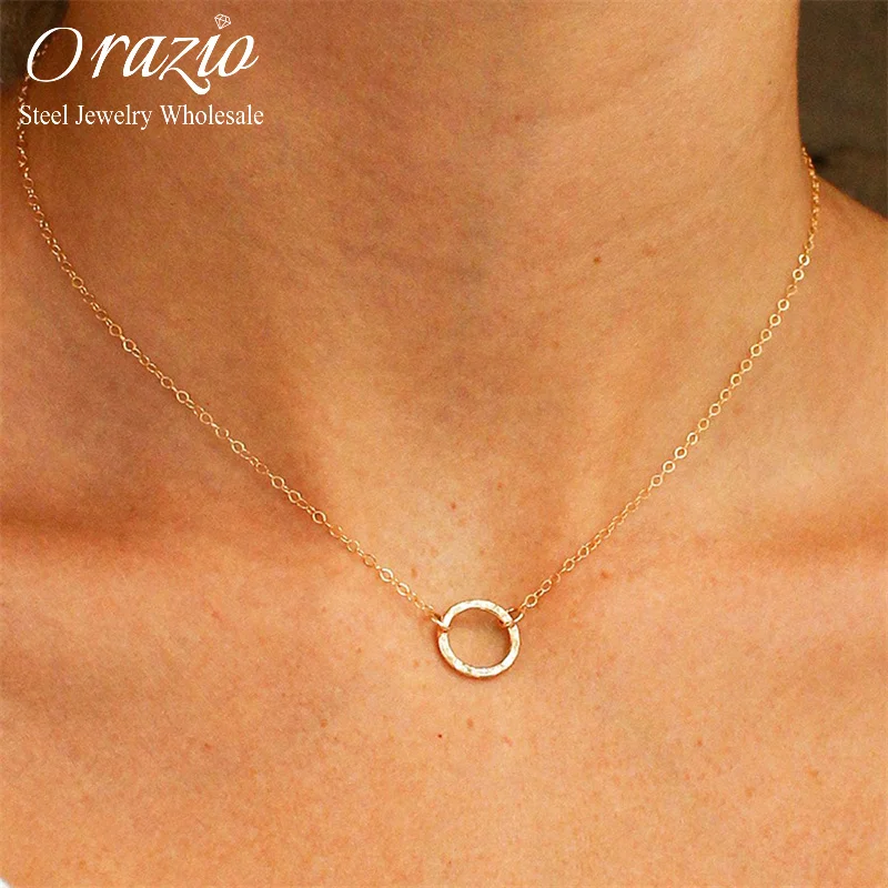 Orazio Statement Halskette für Frauen zierliche Edelstahl Halsketten Choker Anhänger Kette Modeschmuck Geschenk Drops hipping