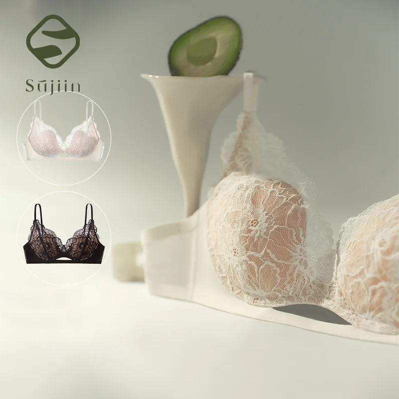 SUJIIN-Sujetador de encaje Sexy para mujer, sujetadores push-up inalámbricos de pecho pequeño, Bralettes finos y cómodos de verano, lencería para mujer MX325