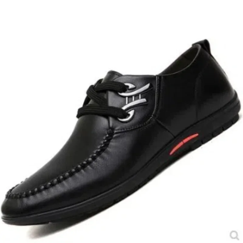 

Thin Men's Leather Shoes Breathable Soft-soled Men Sneakers Inward-heightening Man Leather Shoes Leather Casual Dress Man Shoes