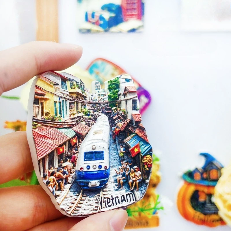 Hoi An Vietnamese Lantern Fridge Magnet - 3D Hand-Painted Unique Cultural Travel Gift for Family Home Decor
