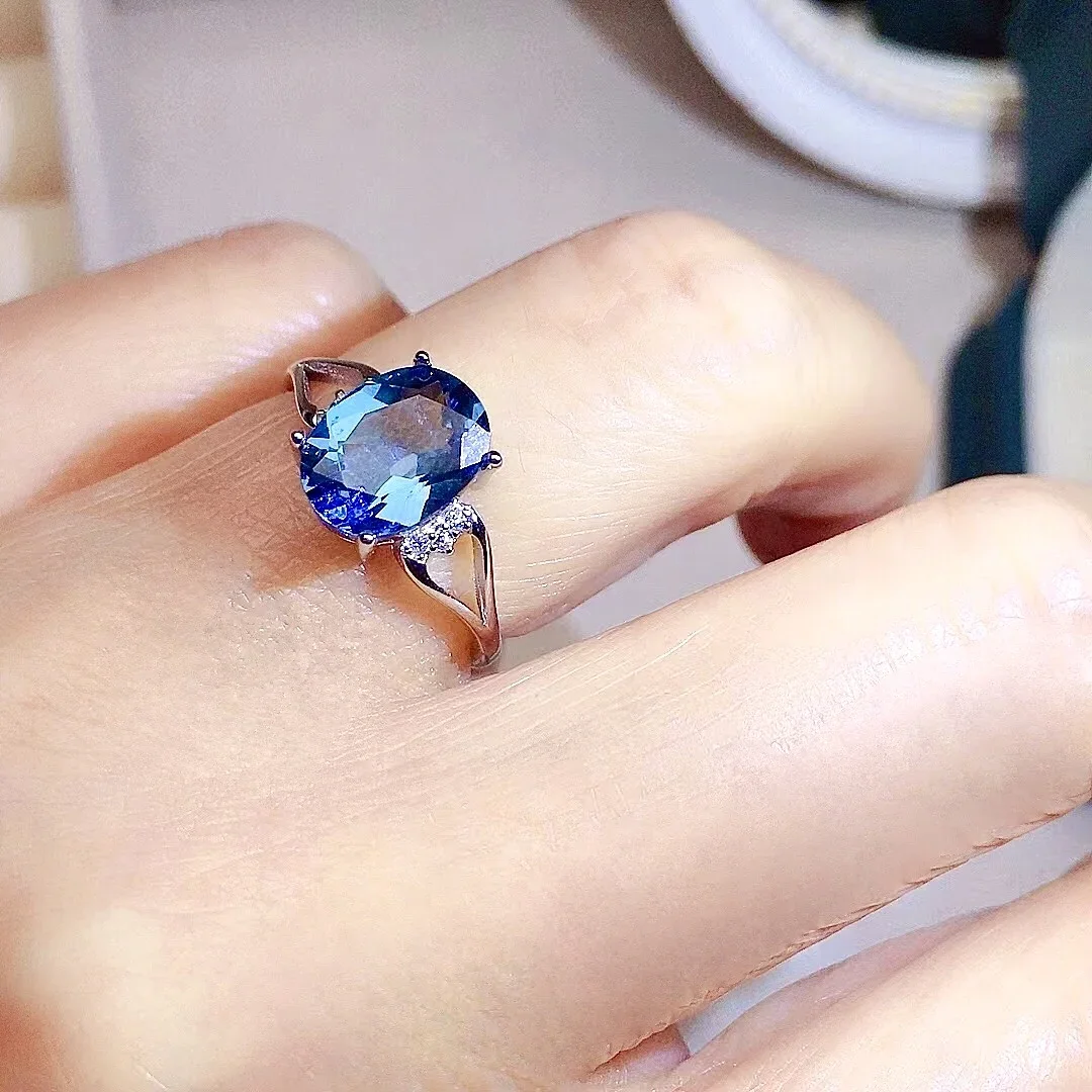 

100% Natural Topaz Ring for Party 7mm*9mm 2ct Topaz Silver Ring Solid 925 Silver Topaz Jewelry
