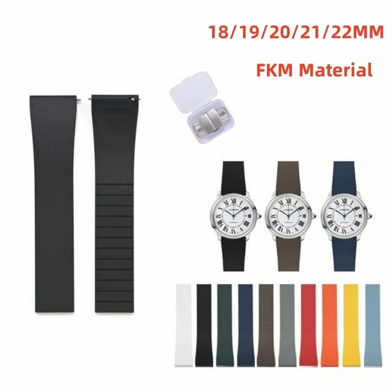 CTS Fluoro Rubber Watch Band FKM Strap 18mm 19mm 20mm 21mm 22mm Fast Release Spring Deployant Clasp Watch Bands For Cut To Size