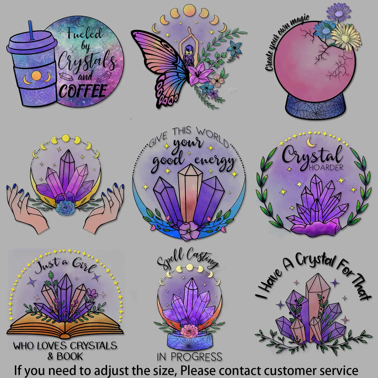 Iron on Picture on Clothes Butterfly Moon Graphic Magical Crystal Motif Colorful Creations Perfect for DIY Custom Clothing