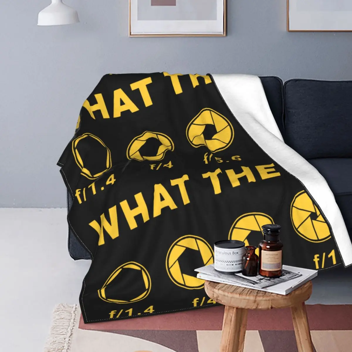 Funny Photography Aperture Flannel Throw Blankets Photographer What The F Blanket for Bed Travel Lightweight Plush Thin Quilt