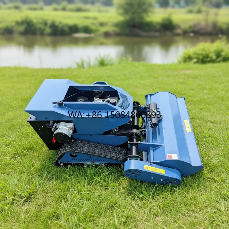 Small Crawler Robot Lawn Mower Remote Control Wide Cut for Residential & Commercial Use