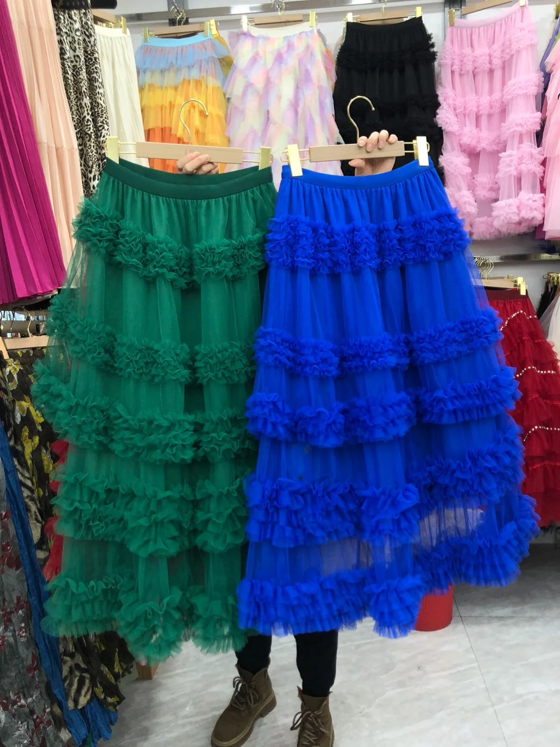 레이스와 나무 귀망 소재의 하이웨이스트 A라인 스커트, 20대 여성을 위한 달콤한 슬레 길이 스커트