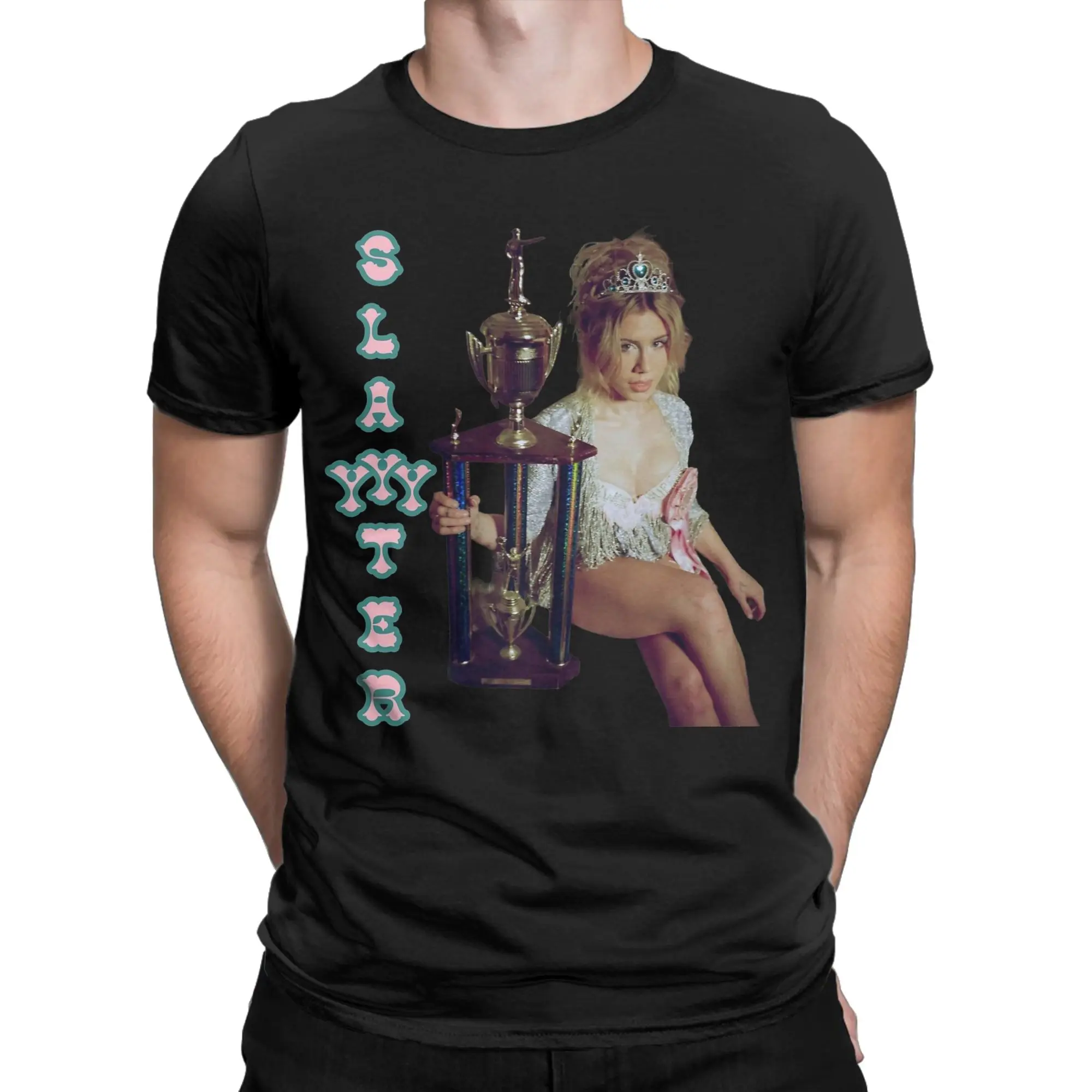 Slayyyter Worst Girl In America T Shirts Men Pure Cotton Vintage T-Shirts Tees Short Sleeve Clothing Graphic Printed