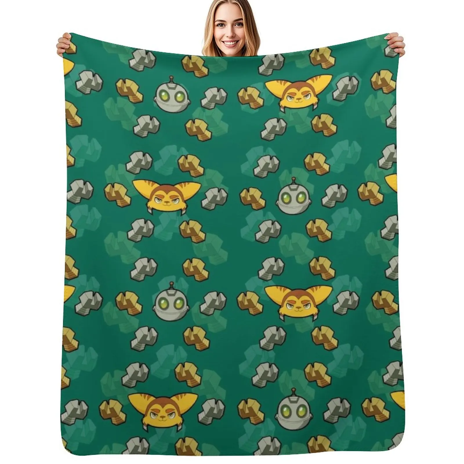 

Ratchet and clank pattern Throw Blanket Weighted Furrys Beautifuls Sofa Blankets