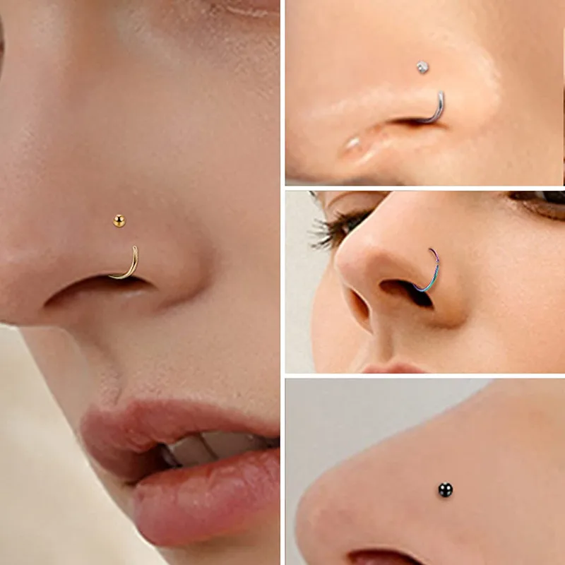 Stainless steel 42PCS nose ring nail, surgical steel nose piercing kit, hypoallergenic nose piercing jewelry, 20-gauge nose nail