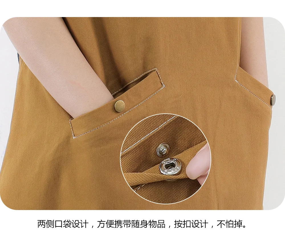 Cotton apron catering barbecue waiter kitchen home use apron milk tea shop coffee bar work clothes Women