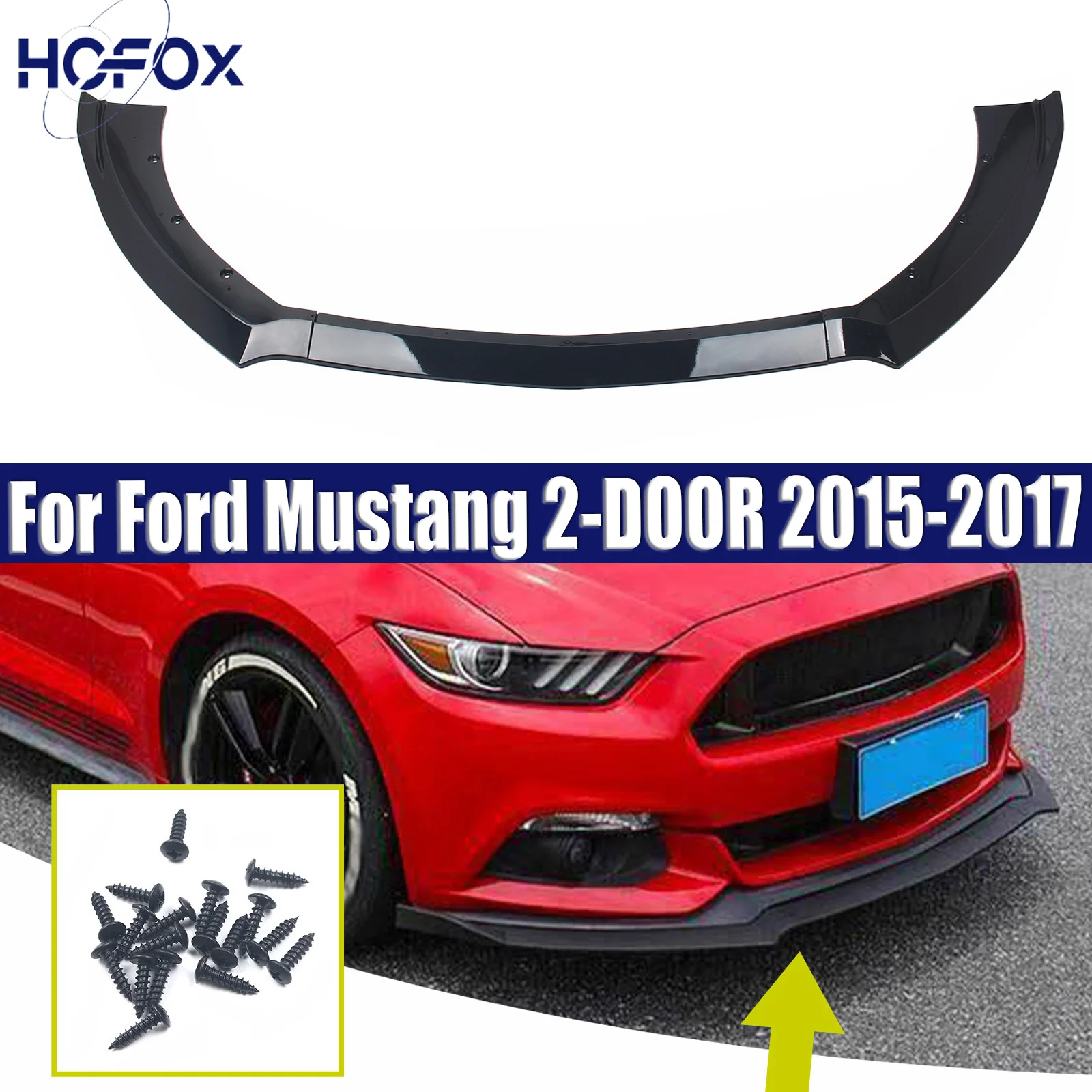 

For Ford Mustang 2-DOOR 2015-2017 Car Front Bumper Lip Spoiler Splitter Bumper Lip Diffuser Cover Protector