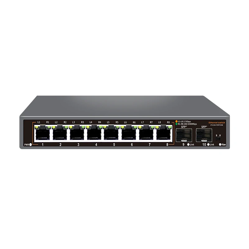 ONTi 2,5 Gb onbeheerde Ethernet-switch 8-poorts 2,5GBASE-T netwerkswitch met 10G SFP+-poort Plug en Play Fanless Homelab-switch - afbeelding 2
