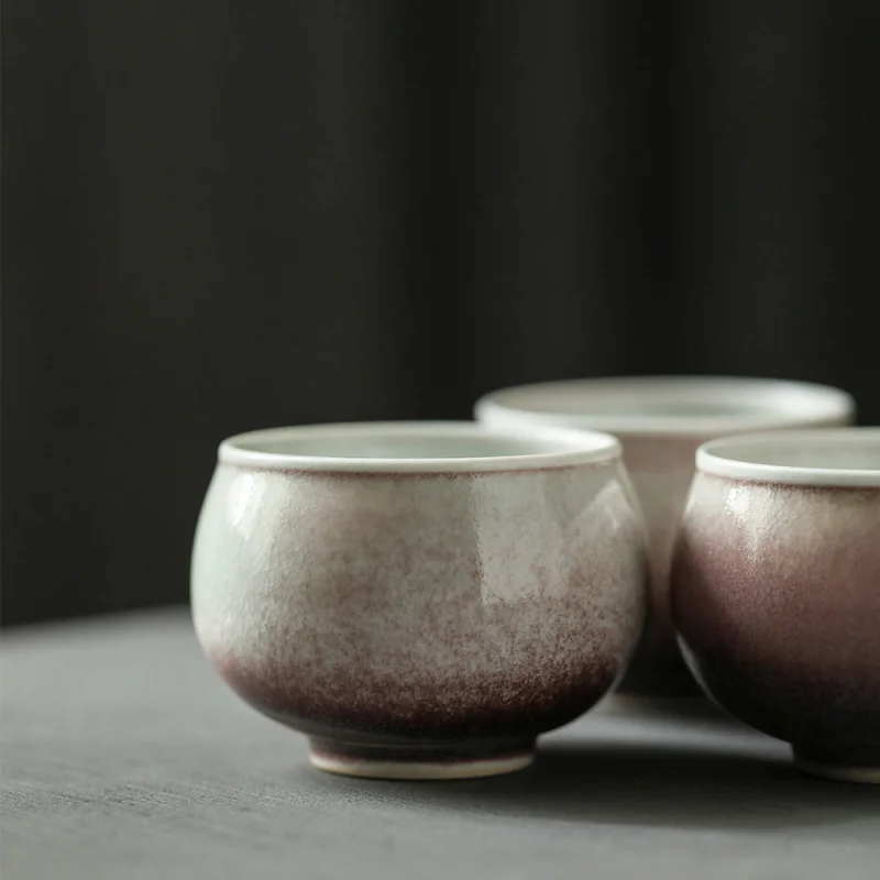 Handmade Hand-Pulled Embryo Plain Red Kiln Baked Tea Cup Master Cup Single Cup Gracked Glaze Kung Fu Tea Cup Single Tea Cup Cera