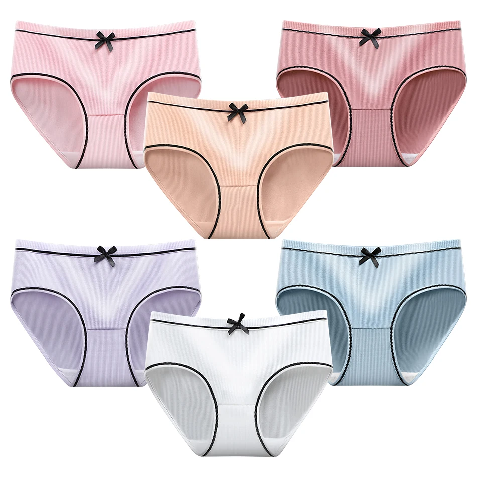 Premium Quality Women Mid Waist Ribbed Underwear Cute and Sexy Pantries Choice for Modern Teenager Seeking Comfortable and Style