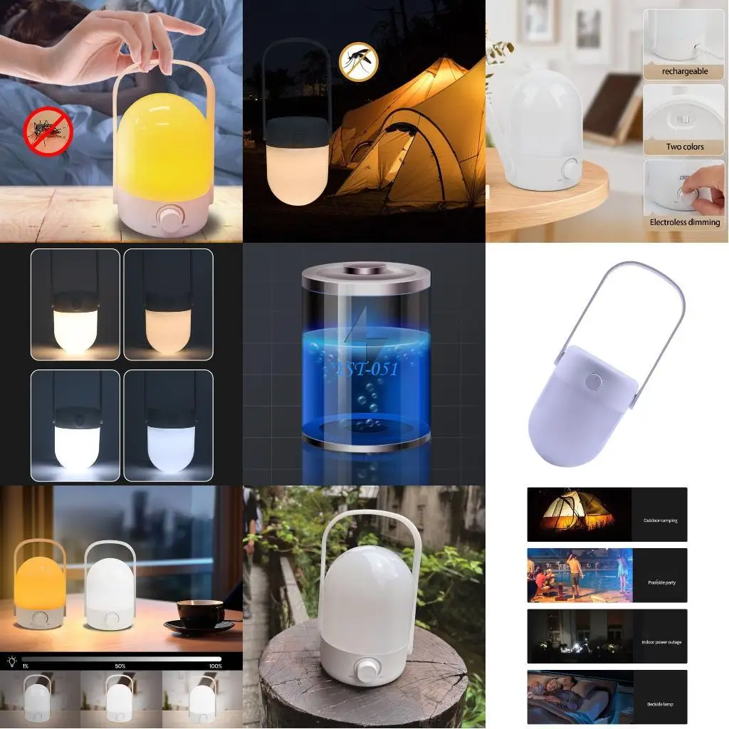 

E15A Portable Night Lamp Outdoor Camping Night Light 2 Color Rechargeable Tent Light