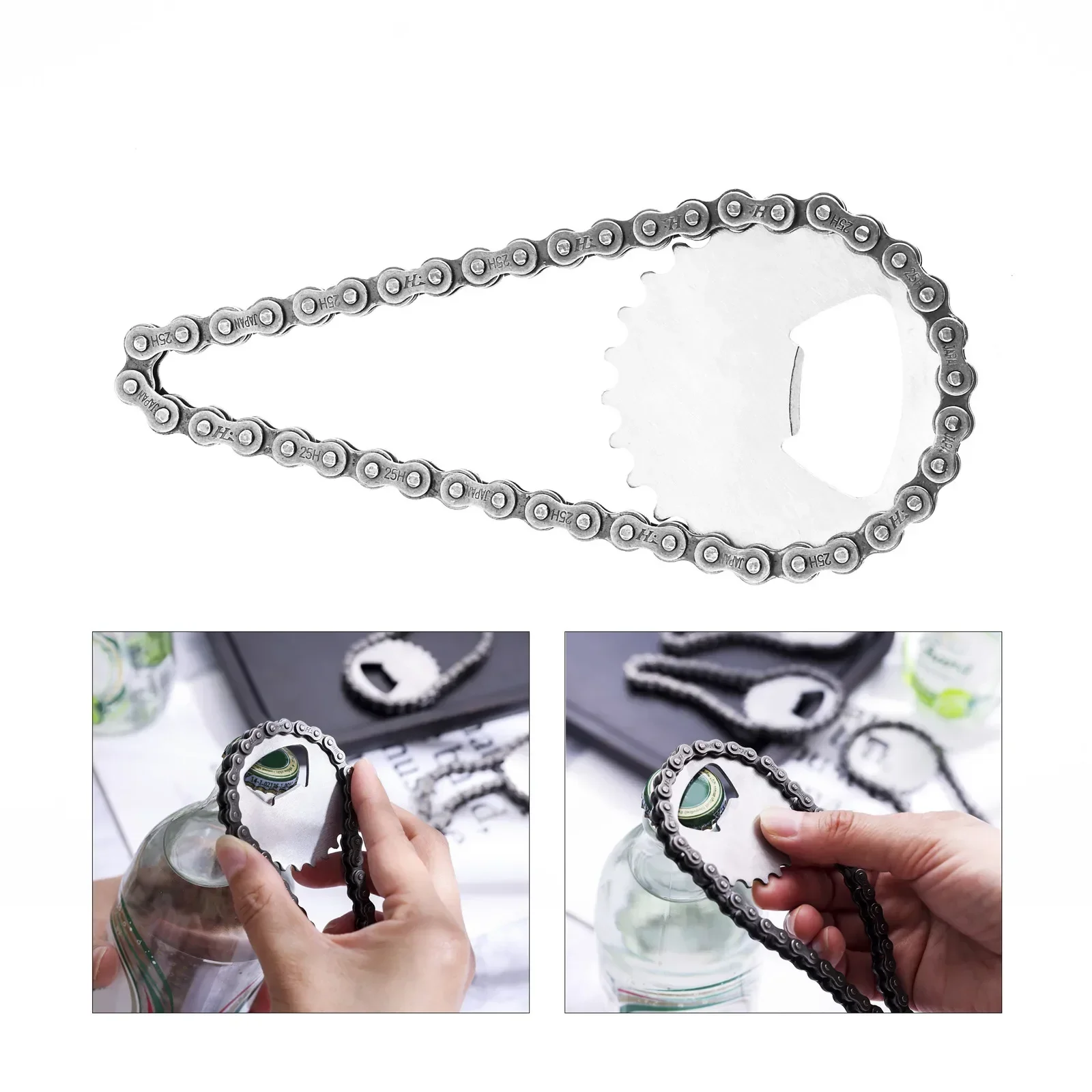 1pc Bicycle Chain Gear Bottle Opener Unique Style Cap Lifter Keychain Ornament Bike Rider Gifts Stainless Steel Kitchen/Bar/Club