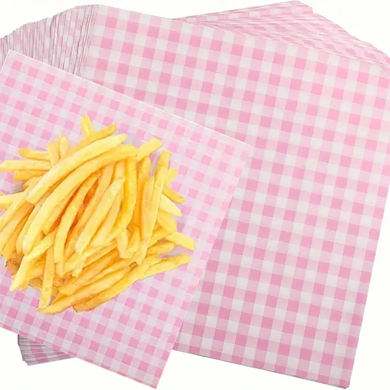 

100 шт/200 шт. Бугер для сэндвичей, гамбургеров, квадратная приготовленная упаковка для пищевых продуктов, вощеная бумага, розовая подкладка для корзины для еды, маслостойкая бумага для коробки для бургеров, подкладка для бенто, жиронепроницаемая бумага д