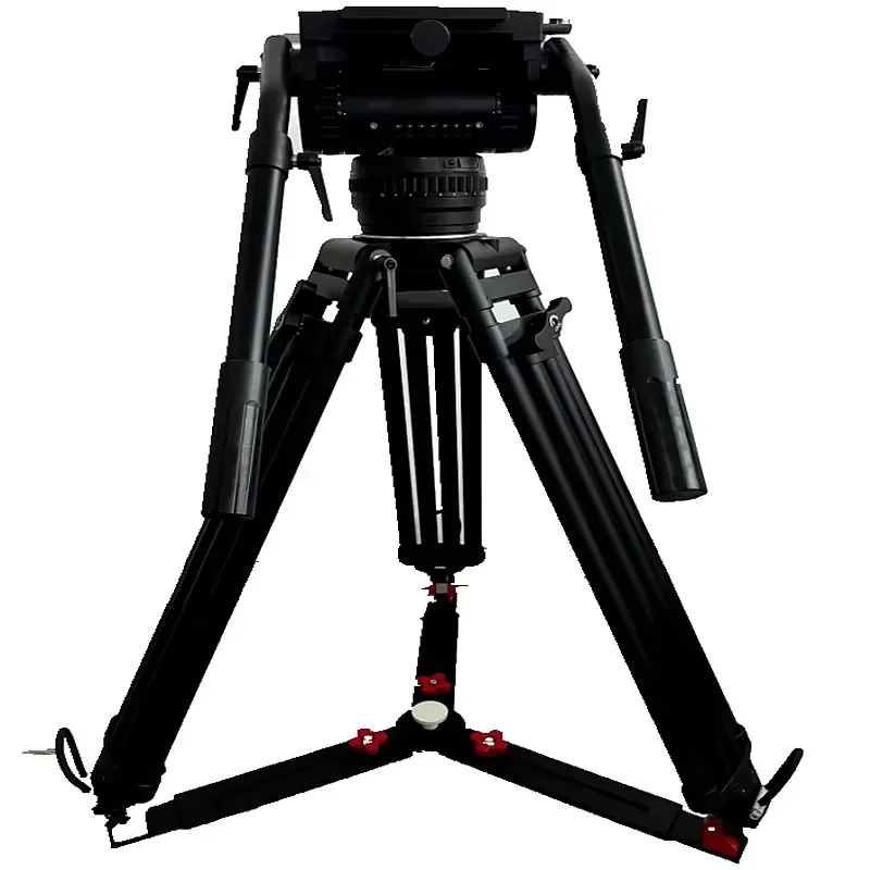 Heavy Aluminum Tripod with Fluid Head for Professional EFP and Broadcast CCTV Applications Supporting 100kg Load