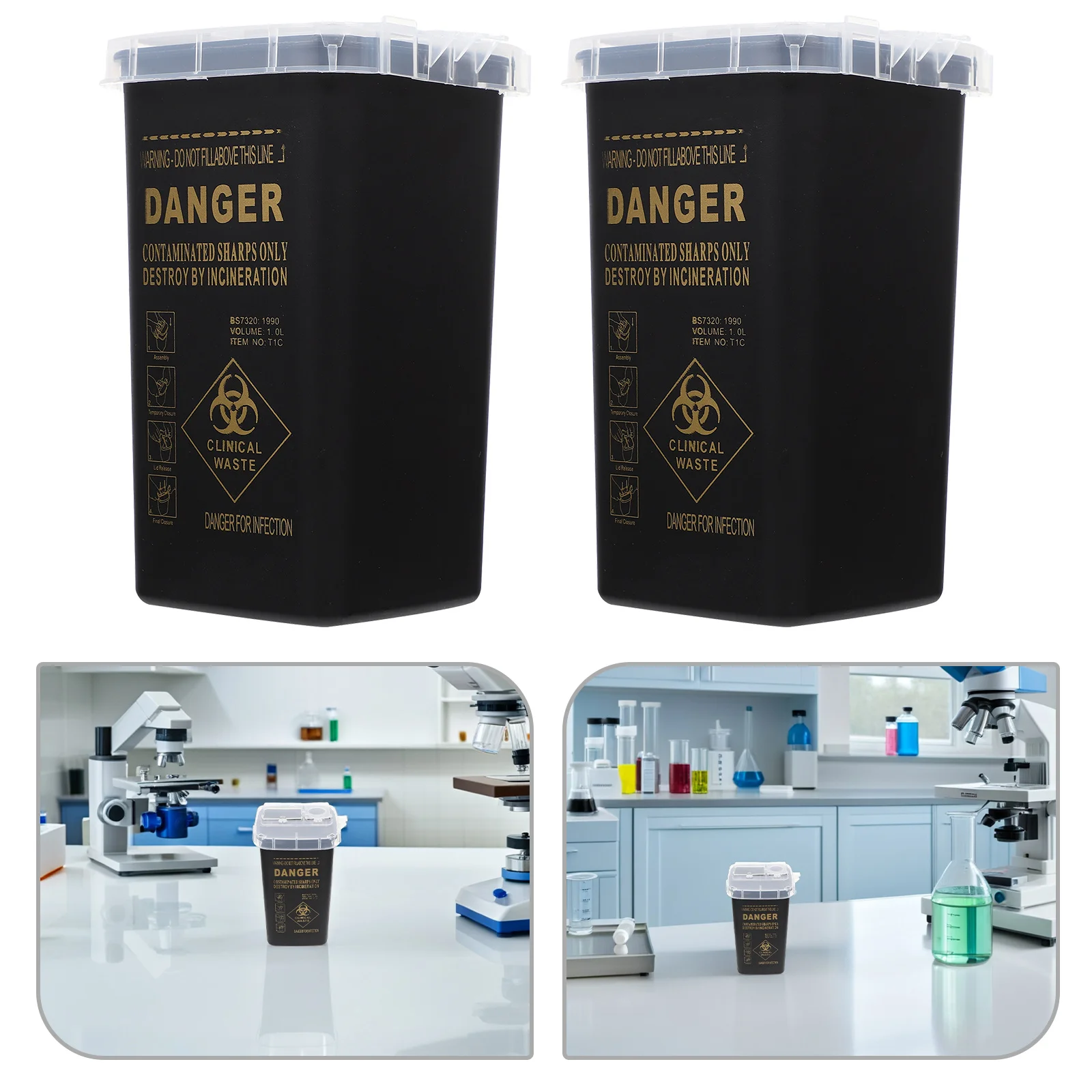 5 قطعة صندوق التخلص من الأدوات الحادة للوشم أسود متين إبرة حاوية النفايات لمحلات الوشم صالونات التجميل الاستخدام الطبي الأدوات الحادة #4