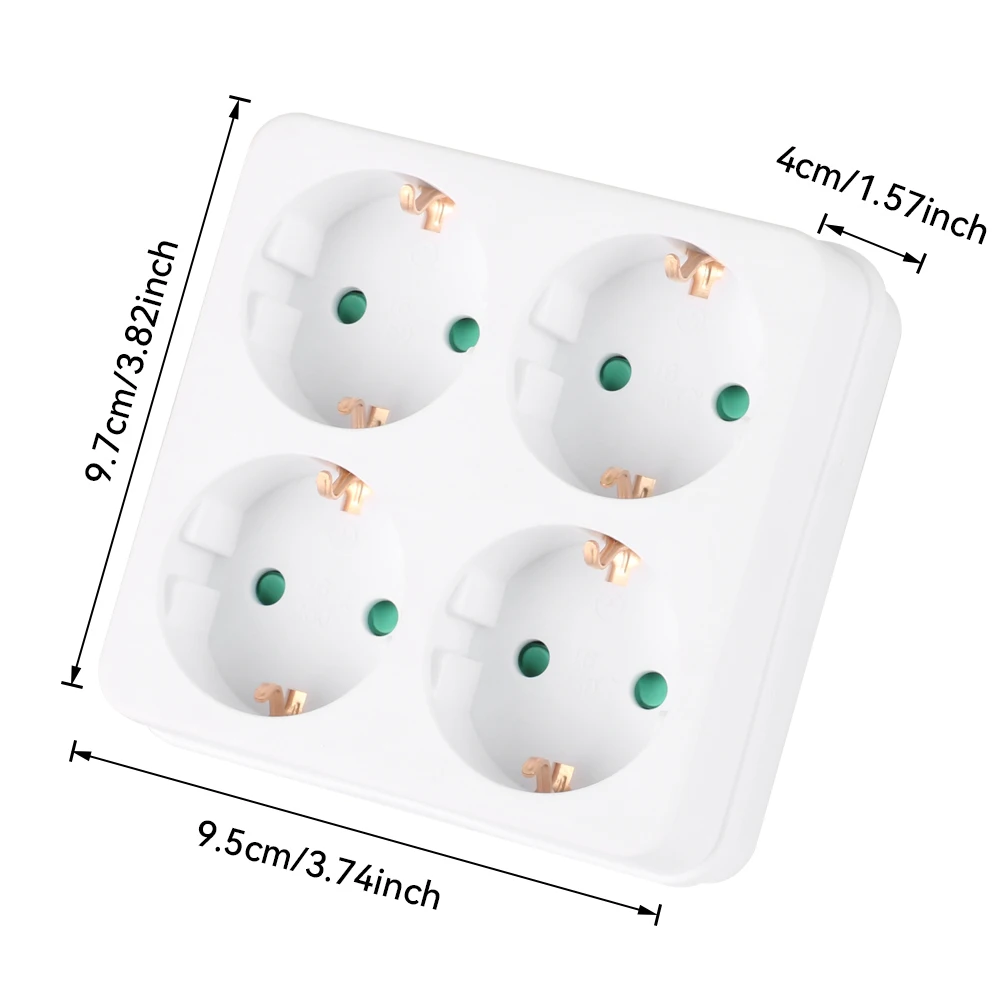 CILIA 1/2/4pcs EU Power Socket Extension Converter ,4 Outlet Compact Square Design for Home,office  Use Travel Friendly,White，CE