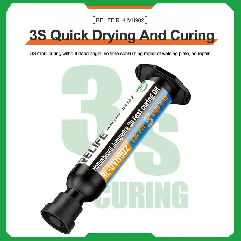 RELIFE RL-UVH902 UV 3S Quick Dry Curing Solder Mask Ink Resistance Paste Oil for PCB BGA Jumping Wire Electronic Repair Tools