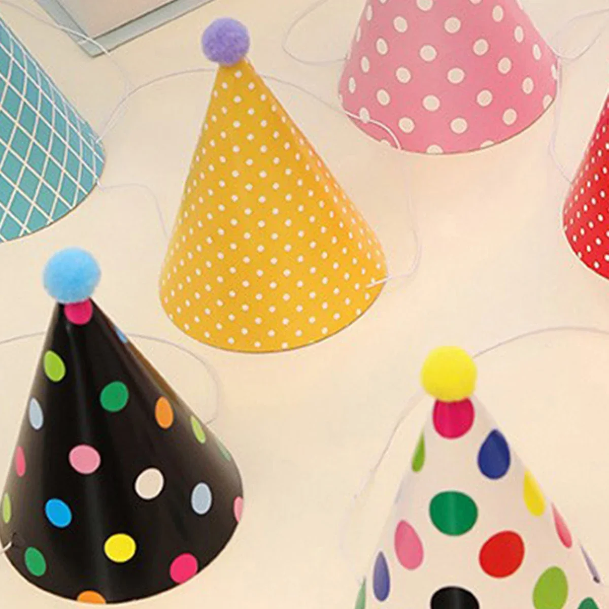 11Pcs/Bag Happy Birthday Party Hats Polka Dot DIY Handmade Cap Crown for Kids Birthday Party Photo Props Baby Shower Decoration