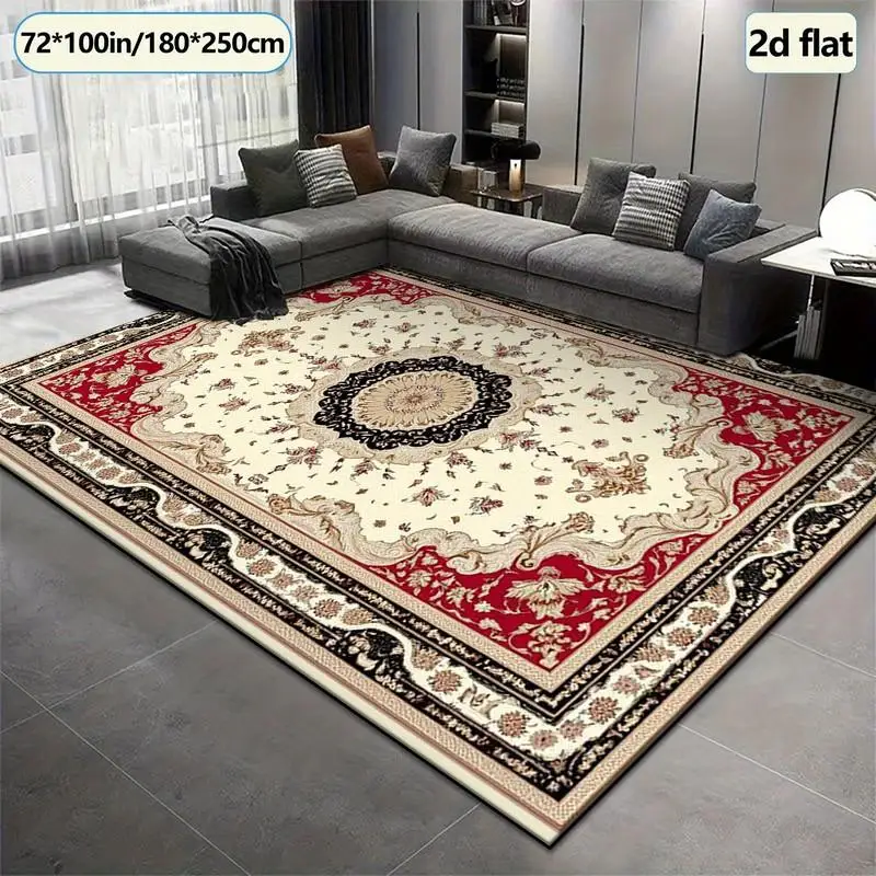 1 Piece of Exquisite Traditional Floral Carpet, Soft and Comfortable, Suitable for All Seasons, Lightweight and Easy to Maintain, Home Decor, Living Room, Bedroom, Dining Room Decoration, Autumn and Winter Floor Mat
