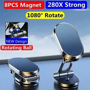 1080 °   Soporte magnético plegable para teléfono de coche con rotación, soporte Universal para salida de aire, GPS para iPhone, Samsung, soporte para teléfono móvil para coche