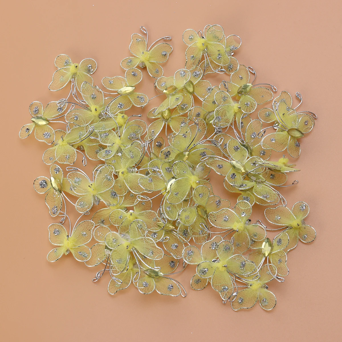 50 Pcs 인공 나비 DIY 와이어 메쉬 웨딩 장식 실크 스크린 시뮬레이션