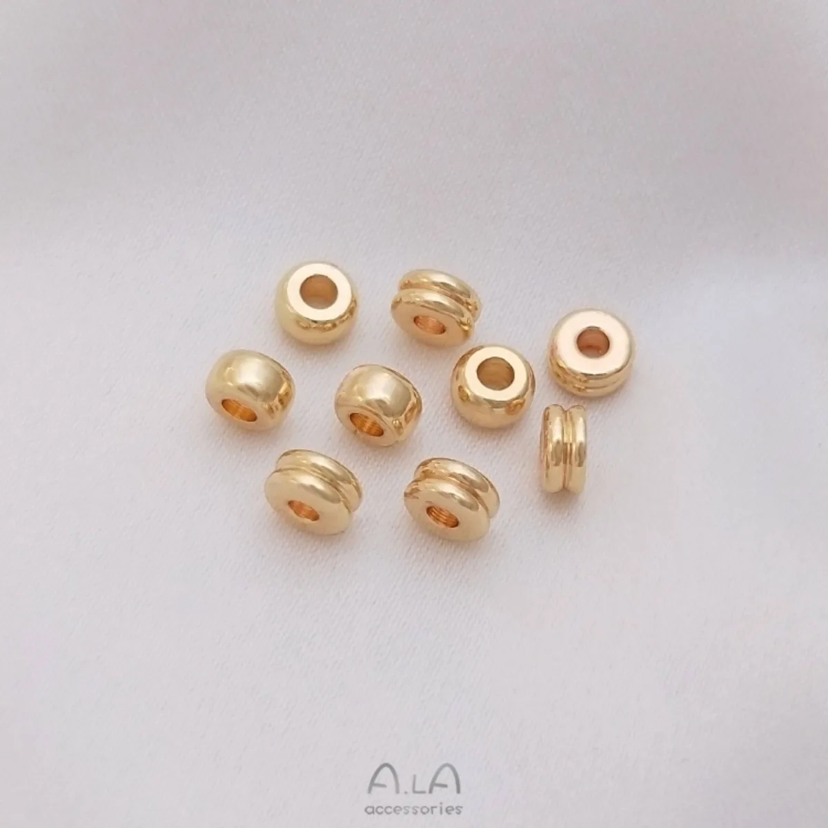 50PCS 14K Gold Plated Wheel Drum Spacer Beads Handmade Beading Supplies