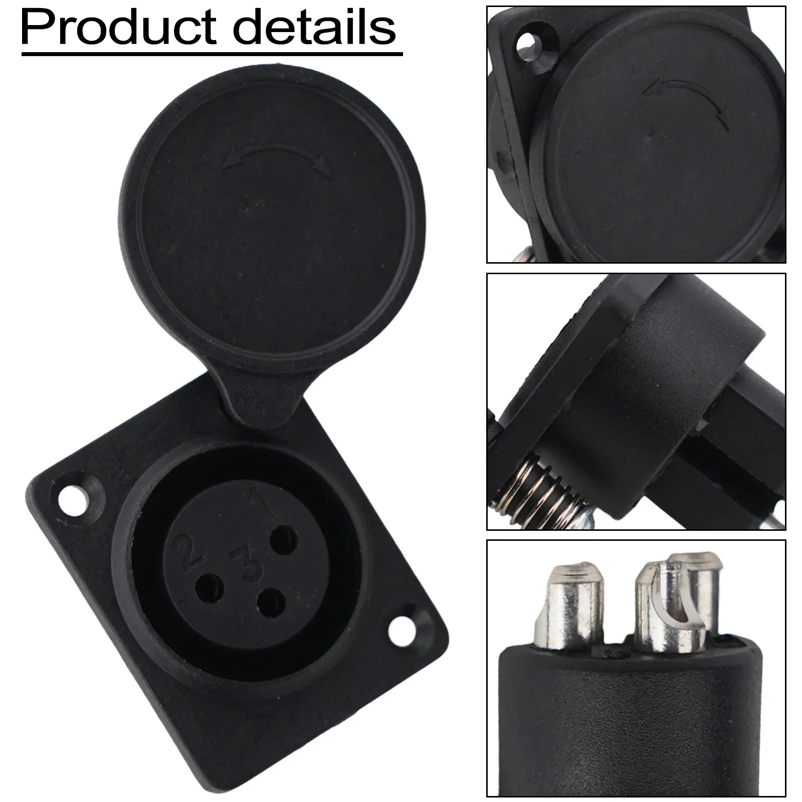 

1pcs 3Pin XLR Female Chassis Panel Plastic Metal Plug Socket Connector For Audio Mobility Scooter Black Parts Accessories