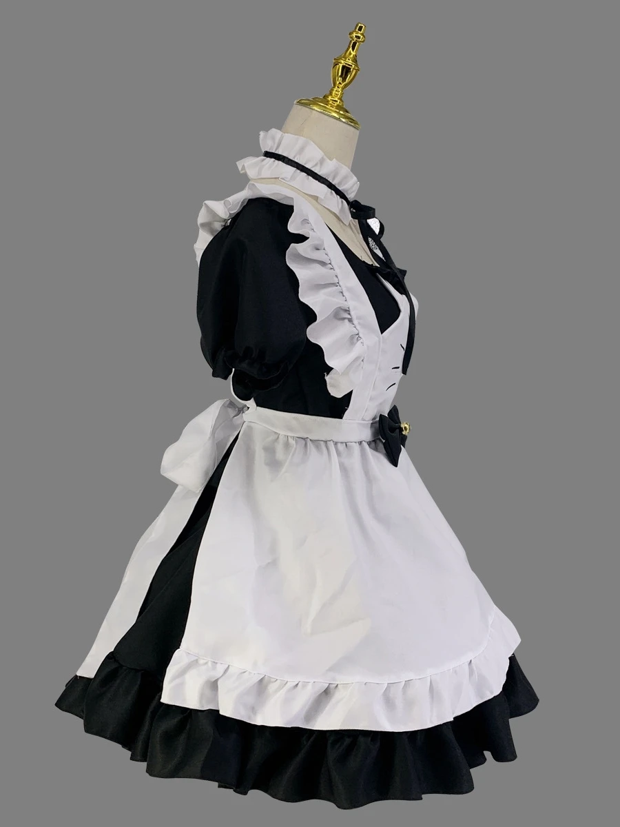 Tamanho grande doce japonês lolita empregada cos quadrado pescoço manga curta vestido menina verão nova cintura alta redução de idade vestidos bonitos