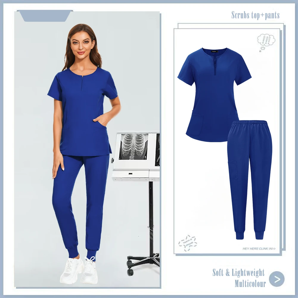 Uniforme d'infirmière à manches courtes pour femmes, haut décontracté, pantalon, vêtements de travail de laboratoire, vêtements de pharmacie, hôpital médical, uniforme de médecin infirmier, ensemble de jogging à col en V