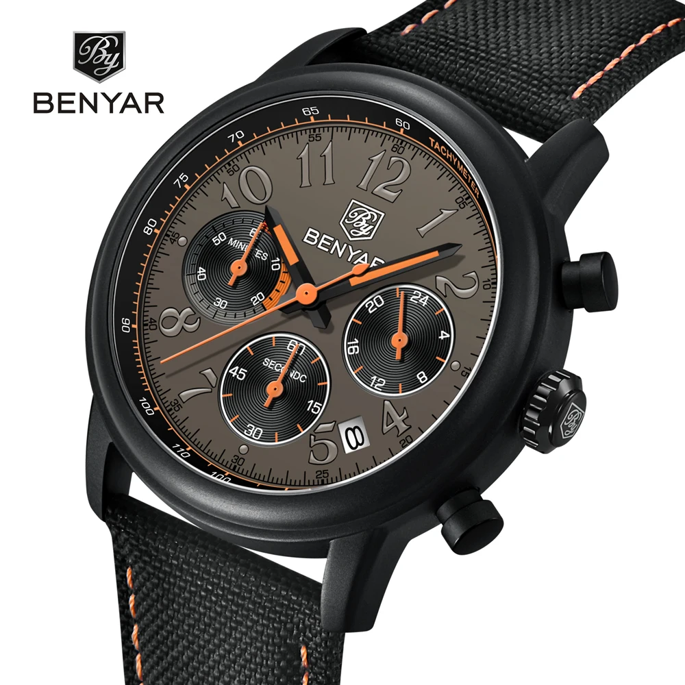 BENYAR 2023 New Watch For Men Quartz Watches Mens Top Brand Luxury Chronograph Multifunctional Luminous Waterproof Montre Homme