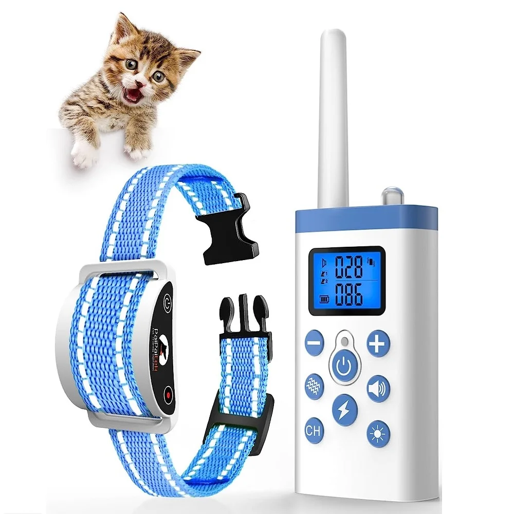 PaiPaitek Collar de entrenamiento para gatos, Collar de choque para gatos con Control remoto, Control remoto, antidesgaste automático