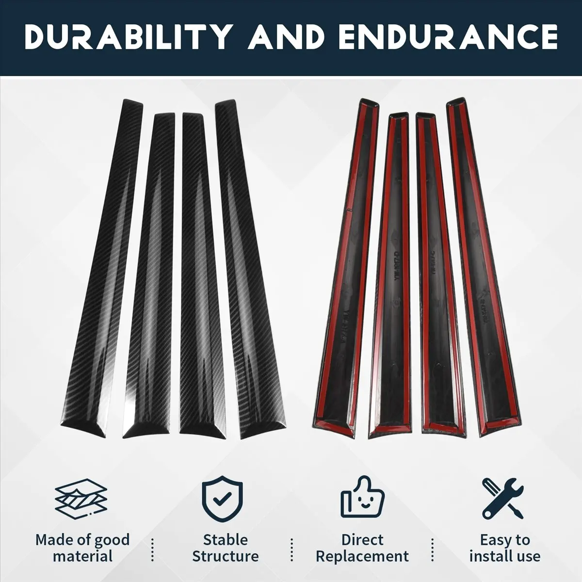 #06P  Hilux Interior Door Trim Panel,Car Door Protector Panel Trim Decoration, ABS Carbon Fiber 4PCS (Carbon fiber pattern)