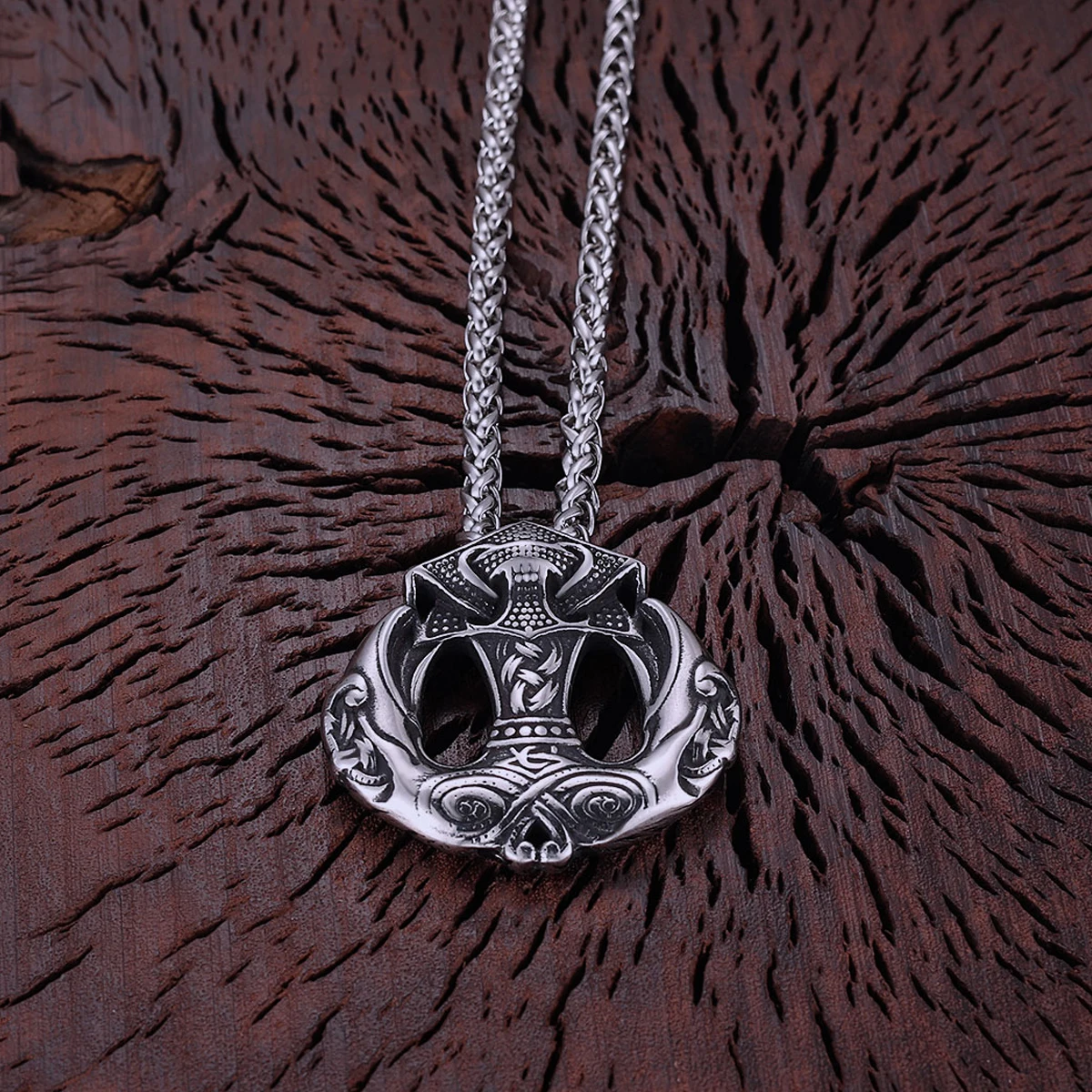 Stainless Steel Nordic Mythology Odin Raven Huginn Muninn Pendant Men's Celtic Knot Rune Amulet Necklace Jewelry Gift