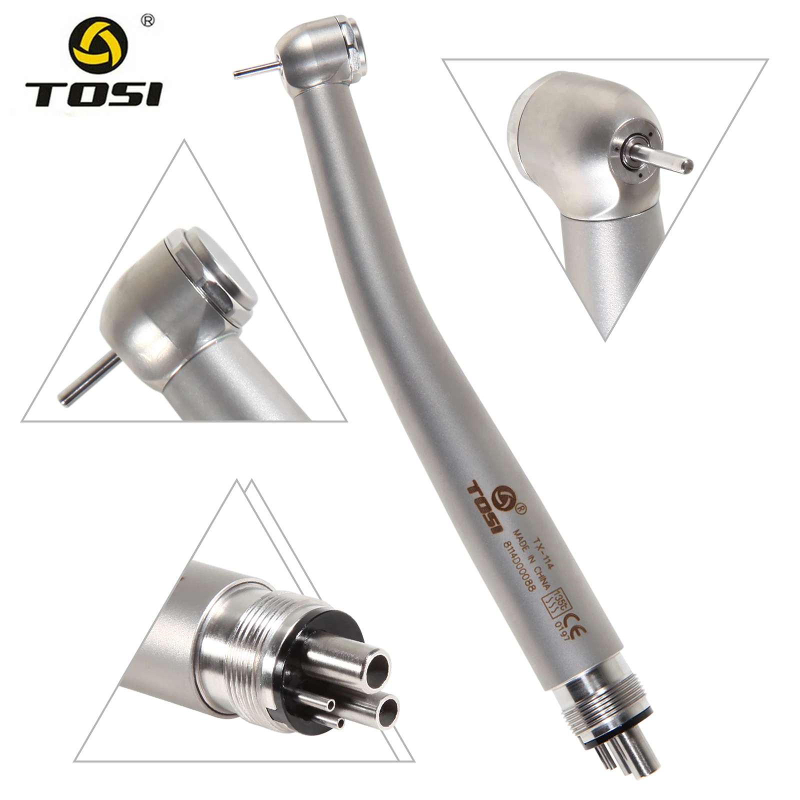 

NSK Style Dental High Speed Turbine Handpiece Push Button Chuck 3 Spray Stainless 4Hole Standard Head