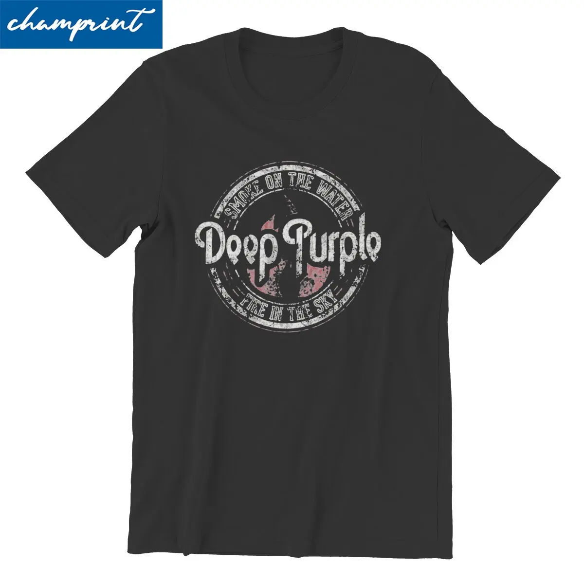 Deep Purple English Rock Band Men\'s T Shirts Album Machine Head Smoke Song On The Water Novelty Tees Cotton Plus Size Clothing