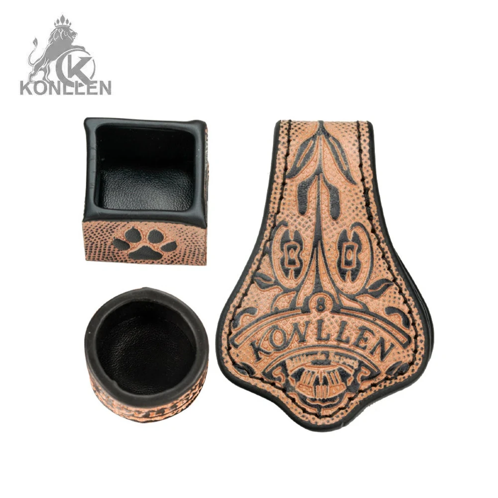 KONLLEN-Chalk Holder for Billiards, Leather Engraved Magnetic Support, Pool Cue, Snooker, Silent Billiard Accessories