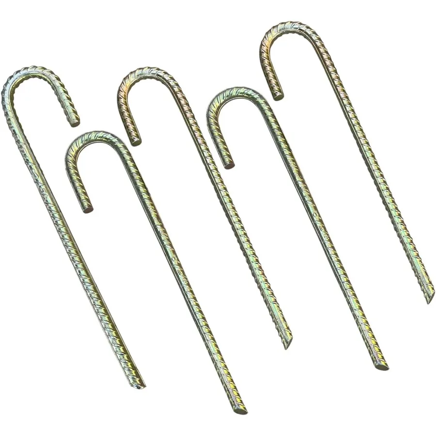 

12-inch Galvanized Steel Rebar Stakes for Secure Tent Anchoring Garden Support Fence Stability and Holiday Christmas Decoration