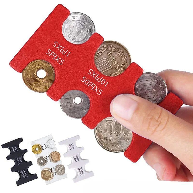 1 Pc s Coin Dispenser with 6 Slots Rectangle Pclastic Display Black Red Hard Case Storage Organizer