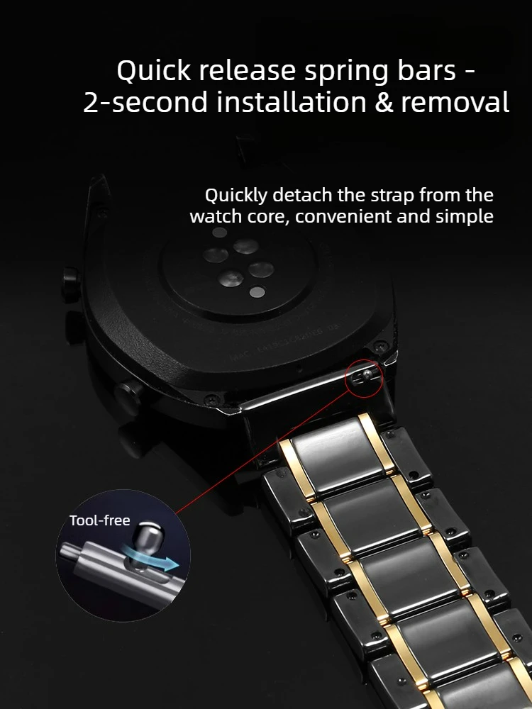 Ceramic Watch Strap for Men and Women for Fiyta Armani Casio Huawei Black and White Ceramic Bracelet 20 22mm