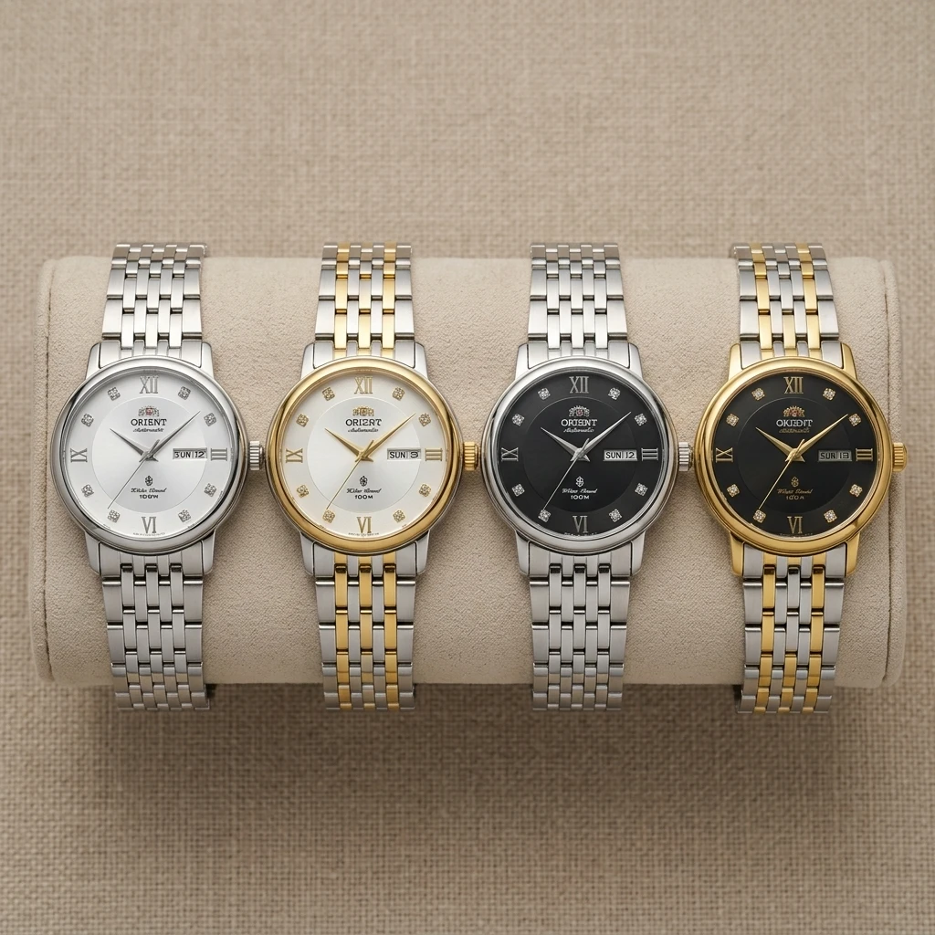 Orient Women Automatic Mechanical Wristwatch, Dual Calendar 100ATM Waterproof Elegant Business Stainless Steel Ladies Watch view 6