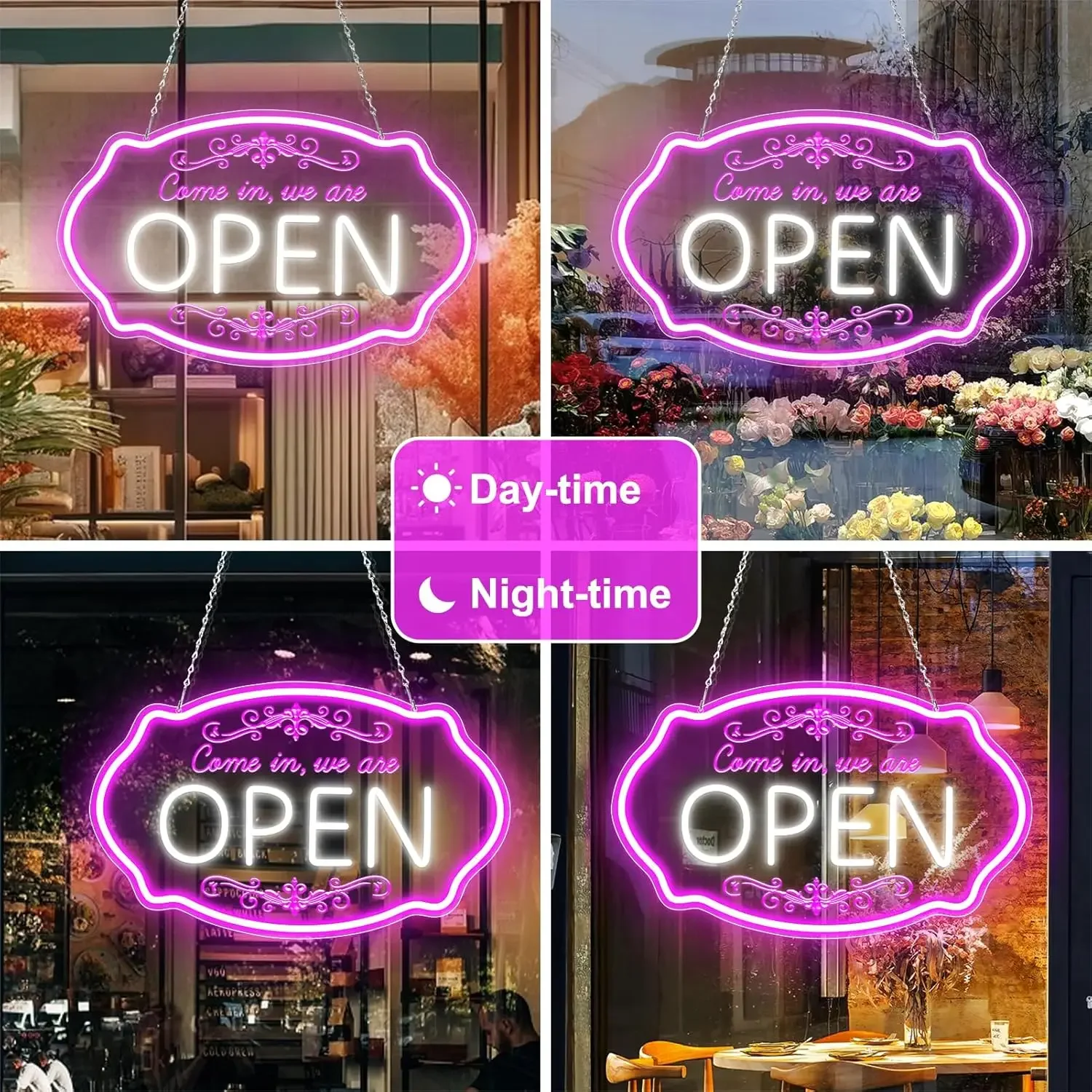 Come in We Are OPEN Neon Light Art Wall Decor Dimmable Neon Sign for Store Cafe Restaurant Business Entrance Event Party Decor
