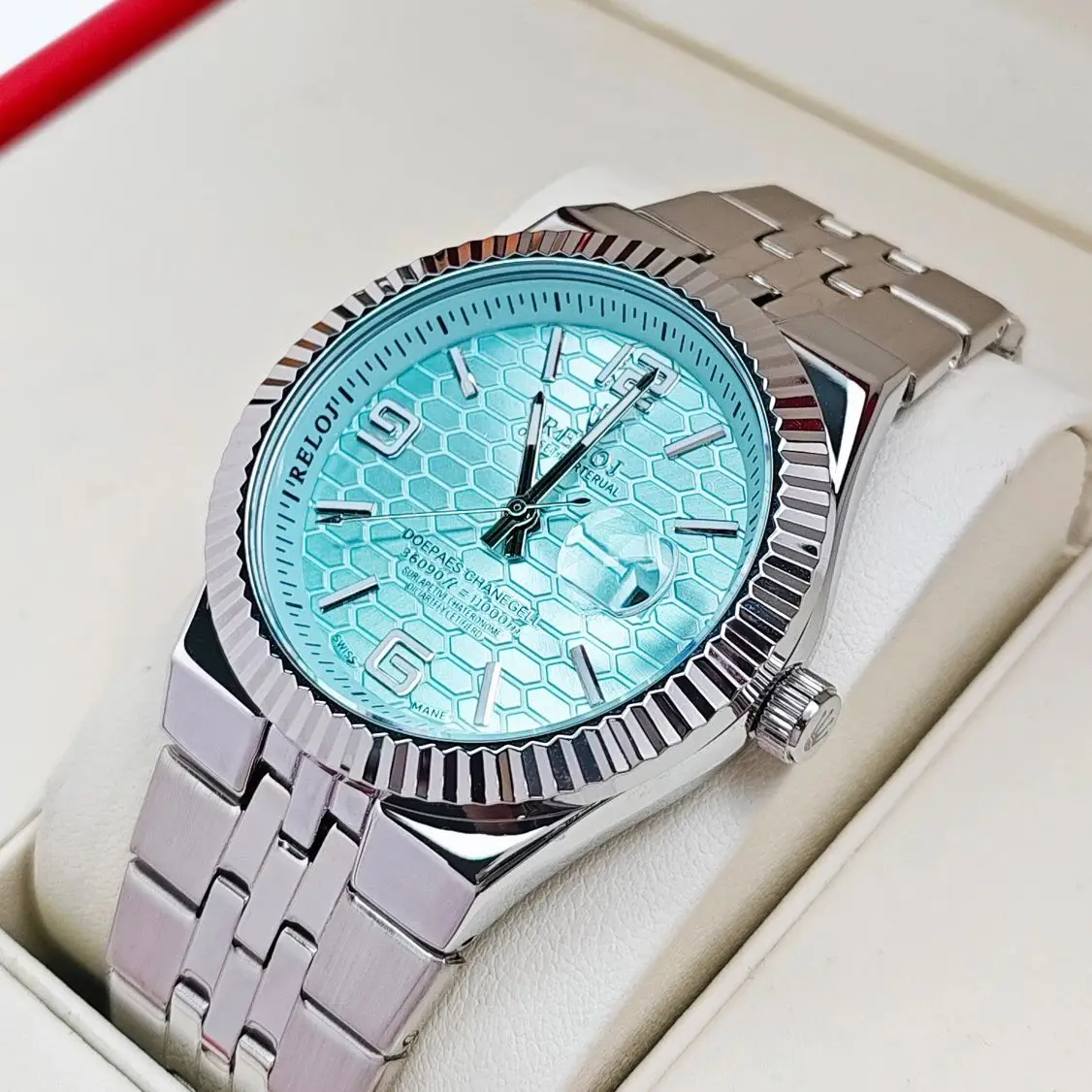 ساعة رجال الأعمال الراقية من Super Player، فاخرة، عصرية، كاجوال، متعددة الاستخدامات، فريدة من نوعها ورائعة، ساعة رجالية عصرية بنمط أوروبي وأمريكي، عرض تقويم، حزام من الفولاذ المقاوم للصدأ بمشبك فراشة، أفضل هدية له #3