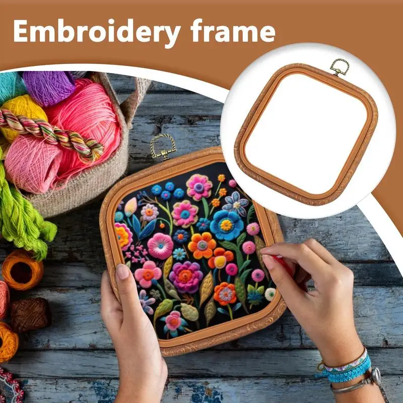 Embroidery Hoop Frame Large Embroidery Hoop Square Embroidery Frame Round Quilting Supplies Retro Needlepoint Hoop Ring For